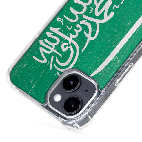 Saudi Arabia Flag Distressed iPhone 14 Plus MagSafe Case